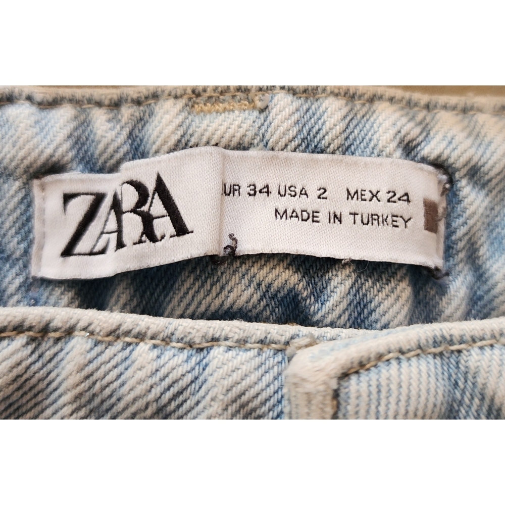 Zara Women's Light Wash Cropped Wide Leg Jeans ZARA'S Size 2 - Picture 7 of 8